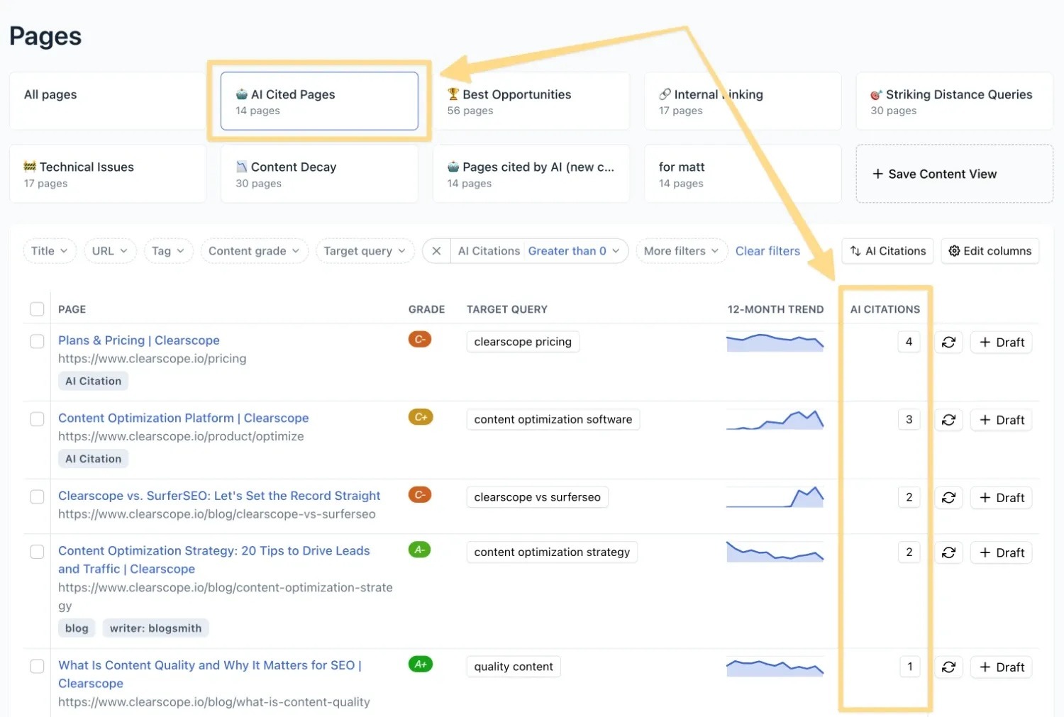 Clearscope, our pick for the best LLM monitoring tool for content creators