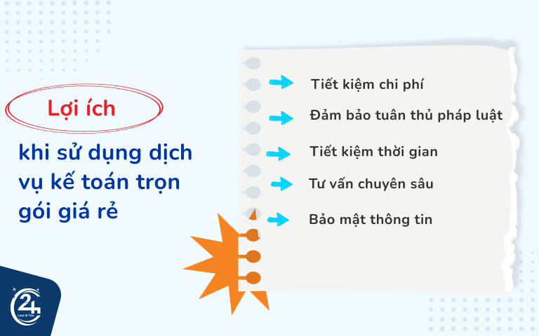 Các lợi ích khi sử dụng dịch vụ kế toán trọn gói giá rẻ