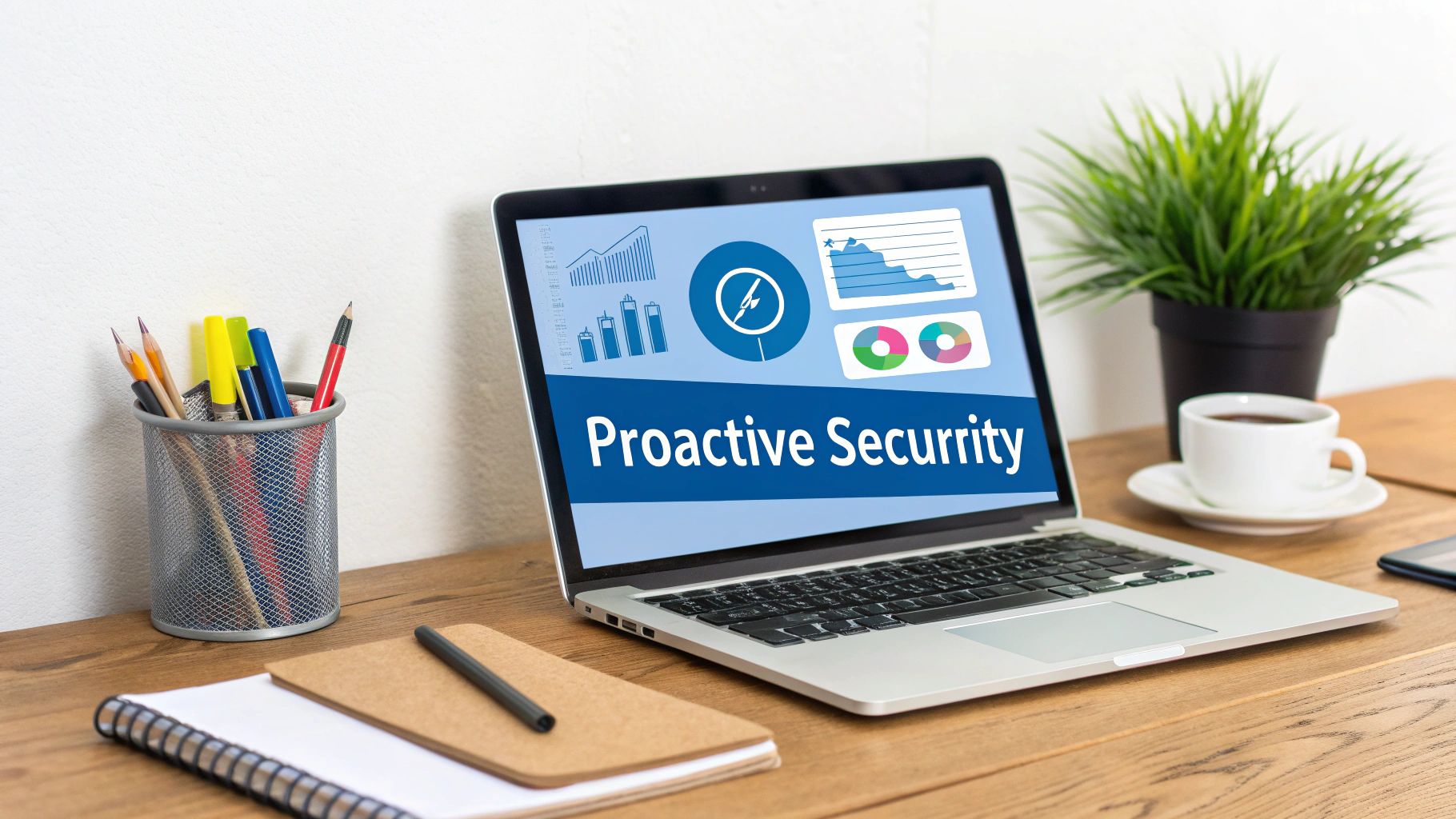 A split image showing a secure, locked office on one side and an insecure, open digital network on the other, representing the expanded attack surface for businesses.