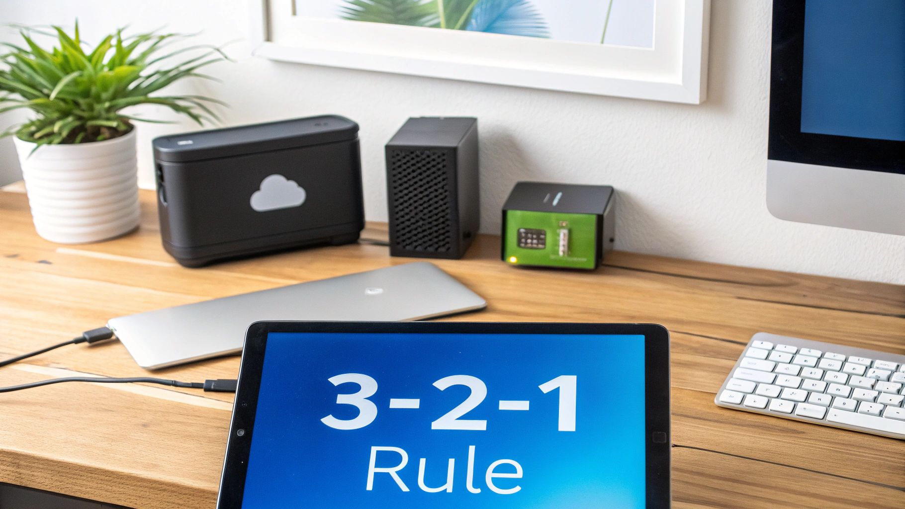Technician checking server backups in a data center.