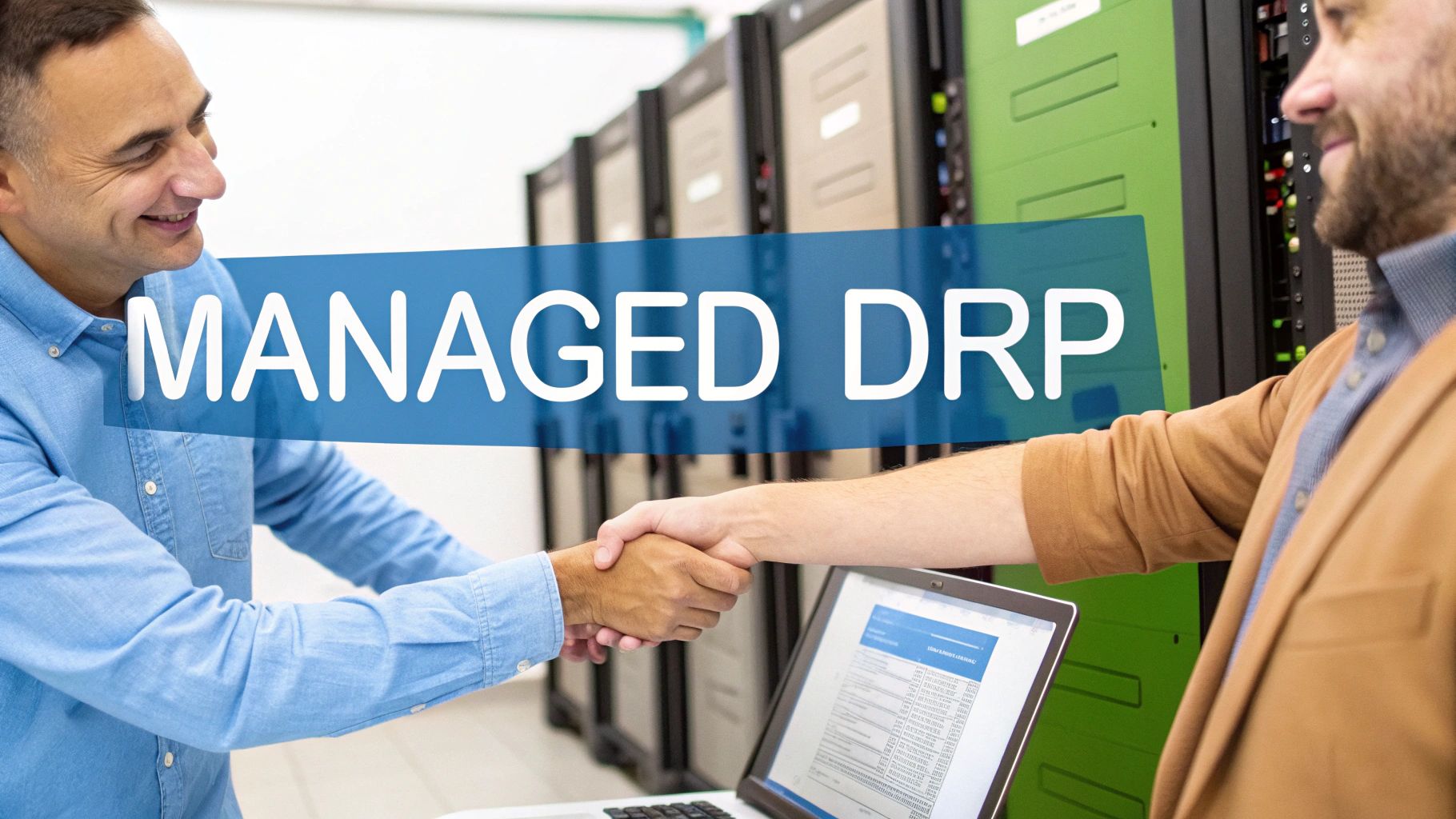 An IT professional works on a server rack in a secure data center.