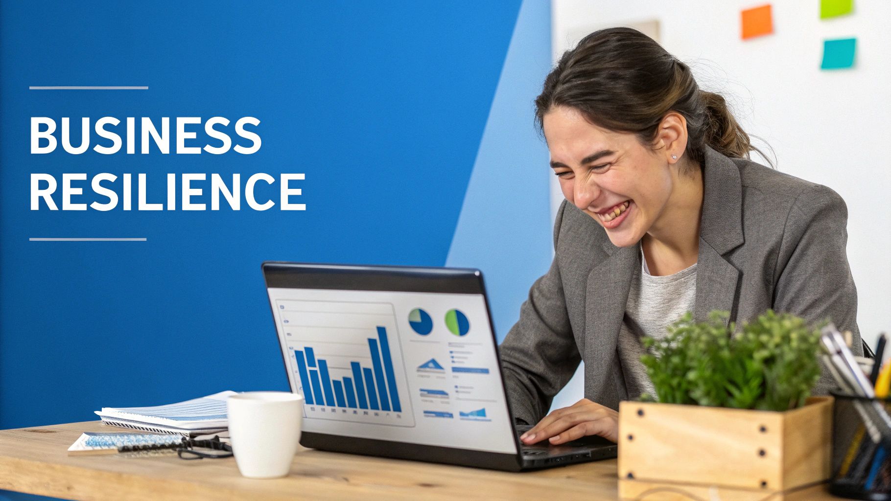 Business team collaborating in a modern office, discussing data on a screen.