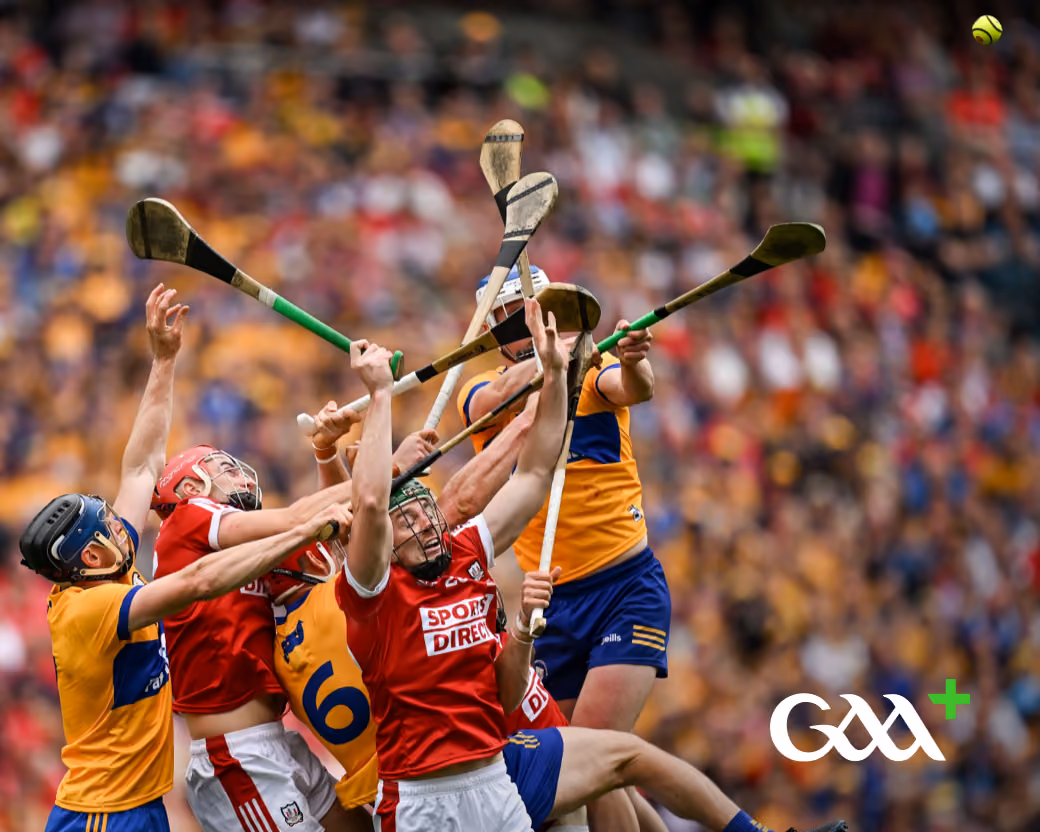 Hurling game with GAA+ badge