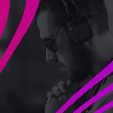Man wearing headphones in deep thought