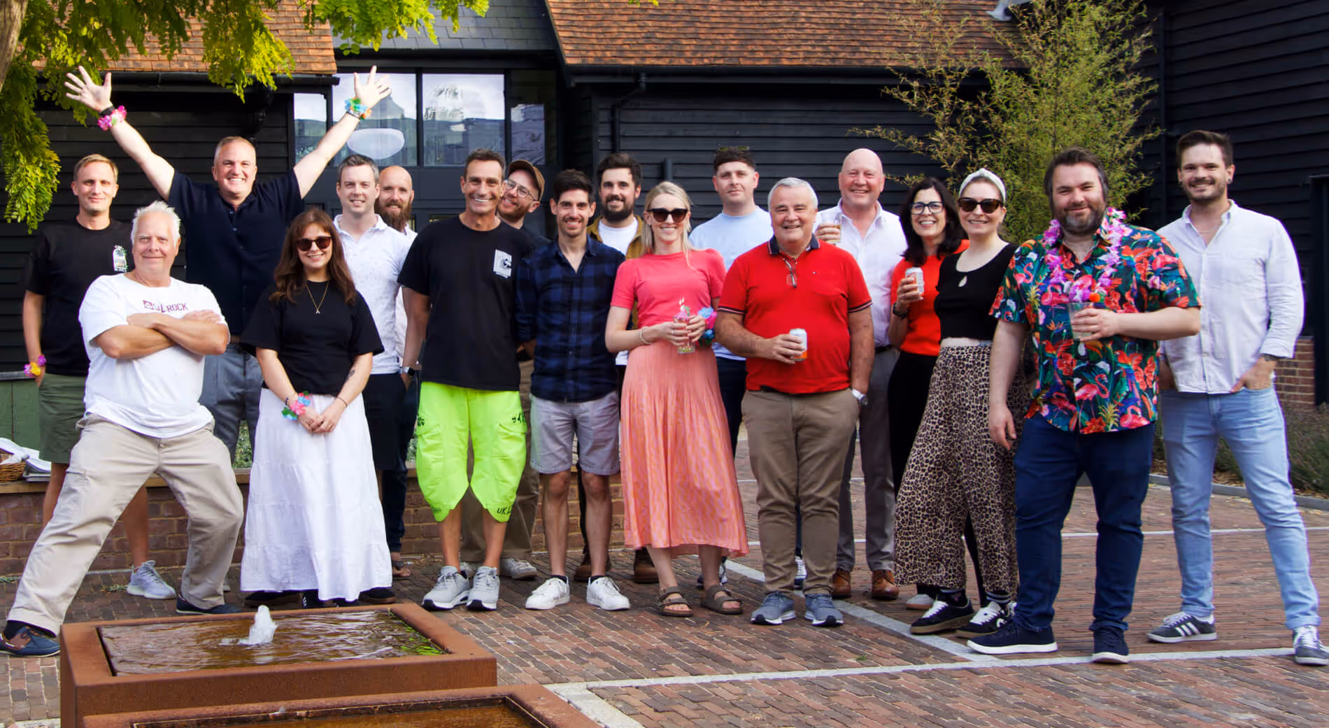 Wide shot of the Startle team