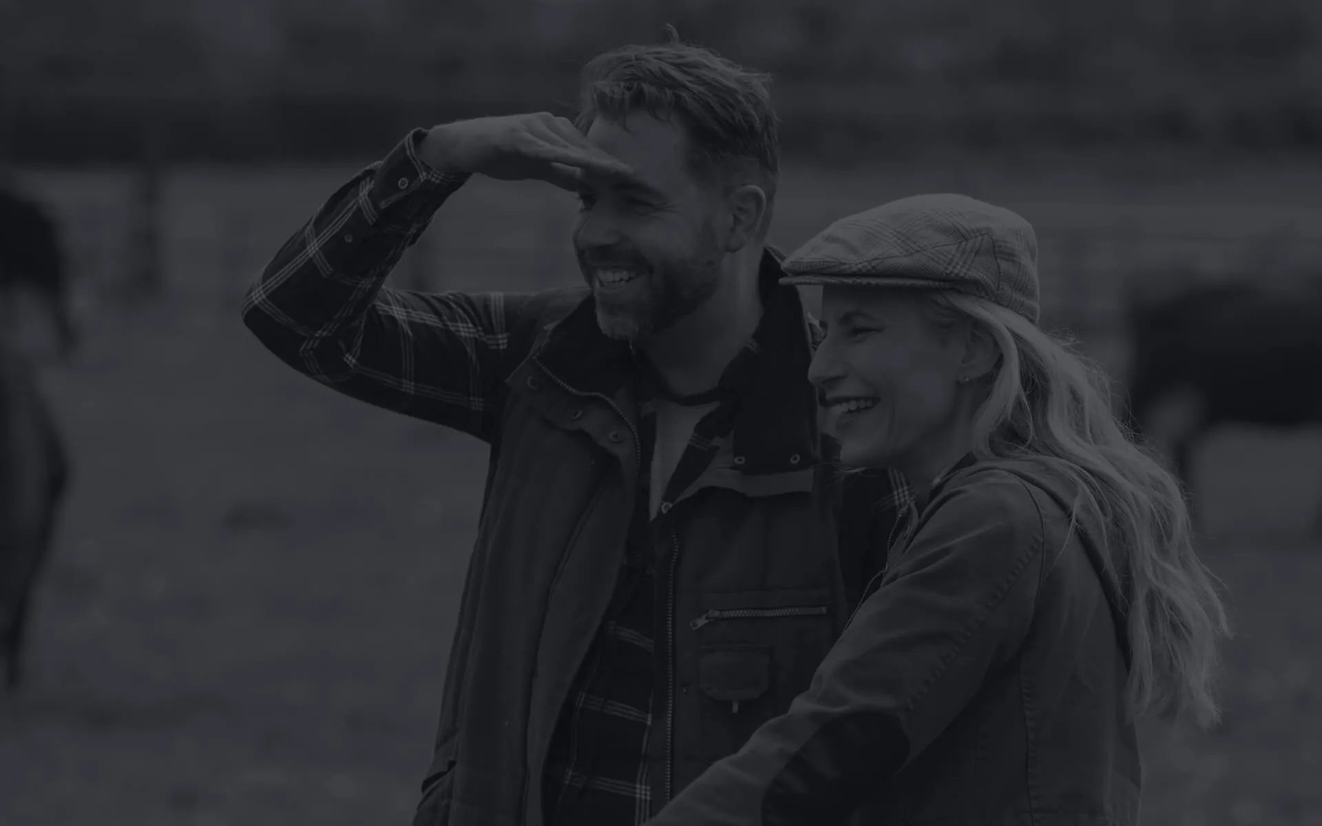 Man and woman in English countryside