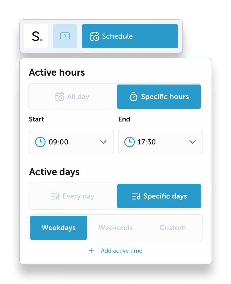 UI showing the scheduling of a signage playlist