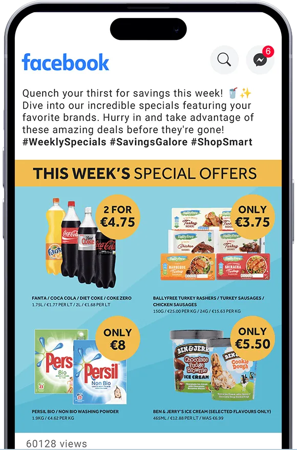 Social media post showing in-store offers