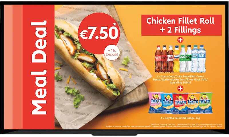 Screen showing Centra meal deal