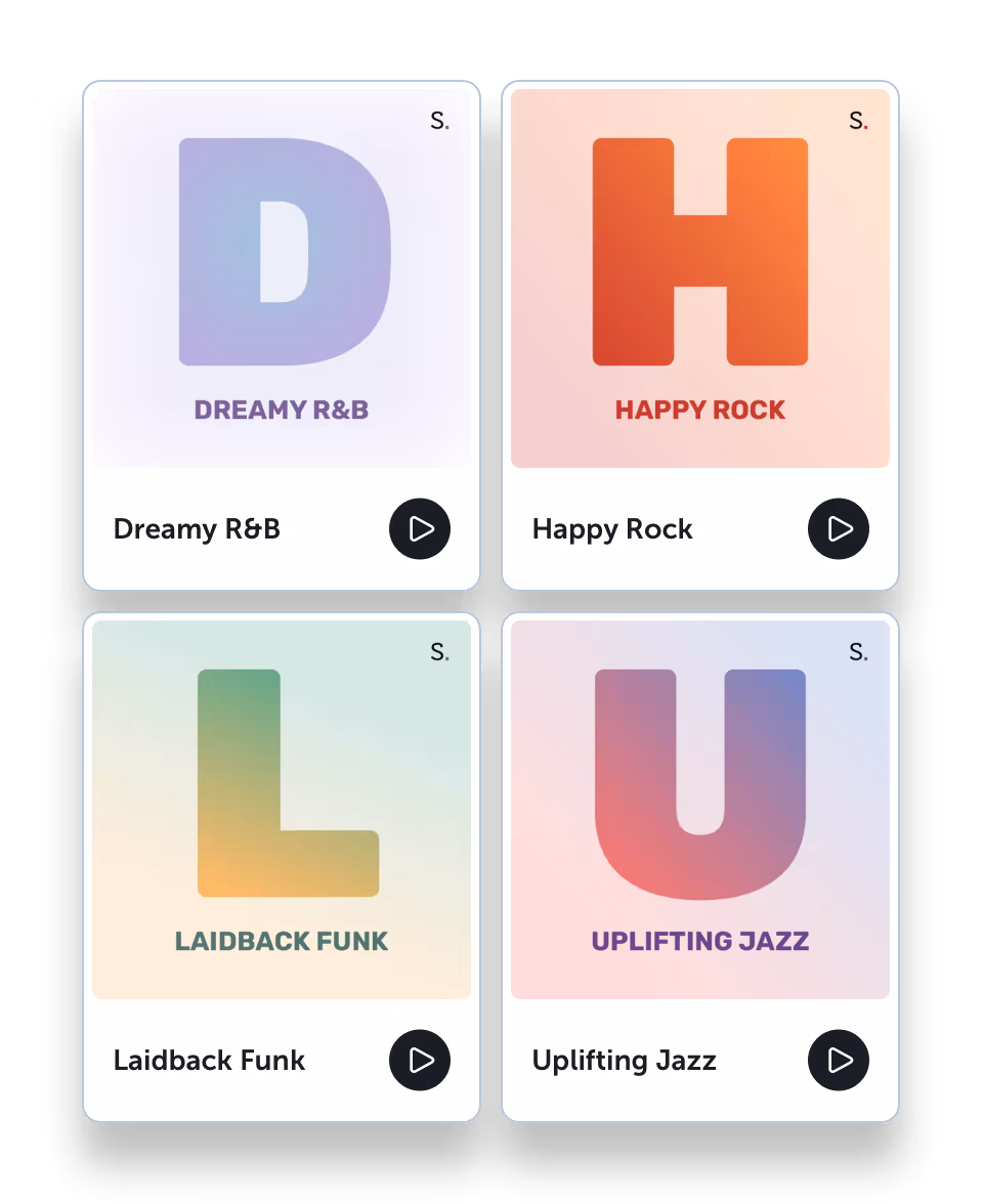 Grid of royalty-free playlists