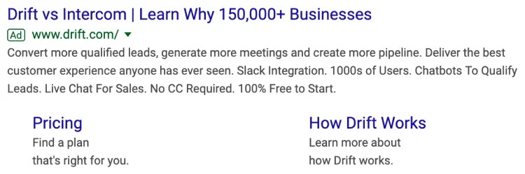 Drift Google Ads competitors