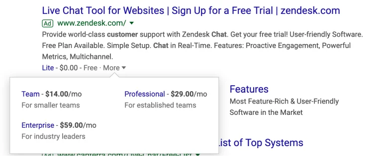 Zendesk Google Ad call extensions