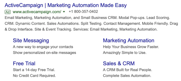ActiveCampaign Google Ads call extensions