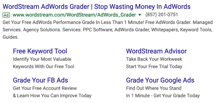 WordStream Google Ads copy