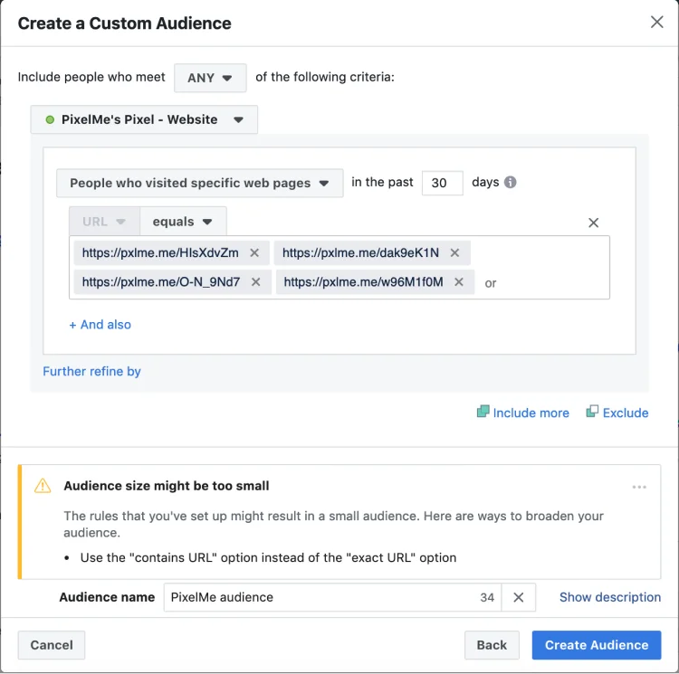 PixelMe Creating audiences