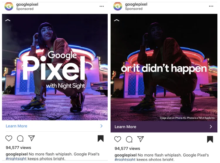 Google Pixel before/after video