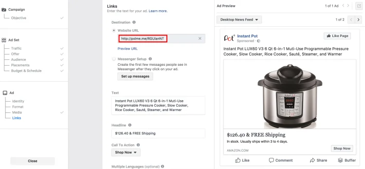Amazon ads url