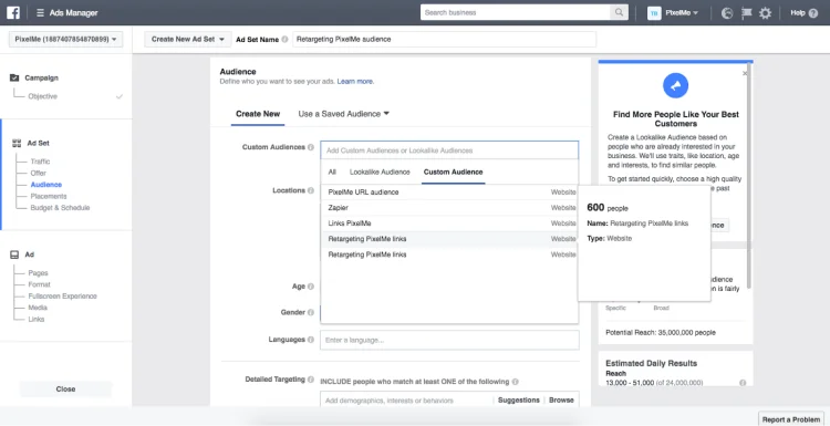 PixelMe retargeting links