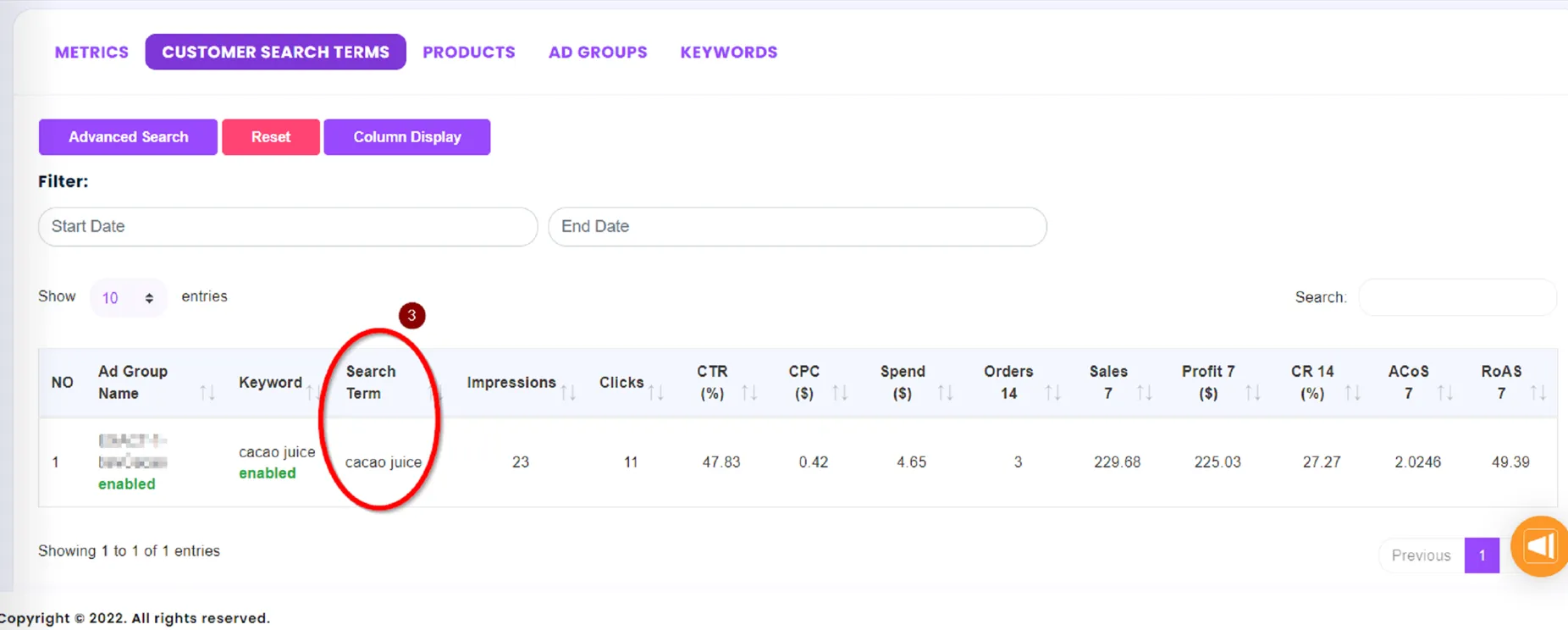 Campaign Info for EPB : Customer Search Term