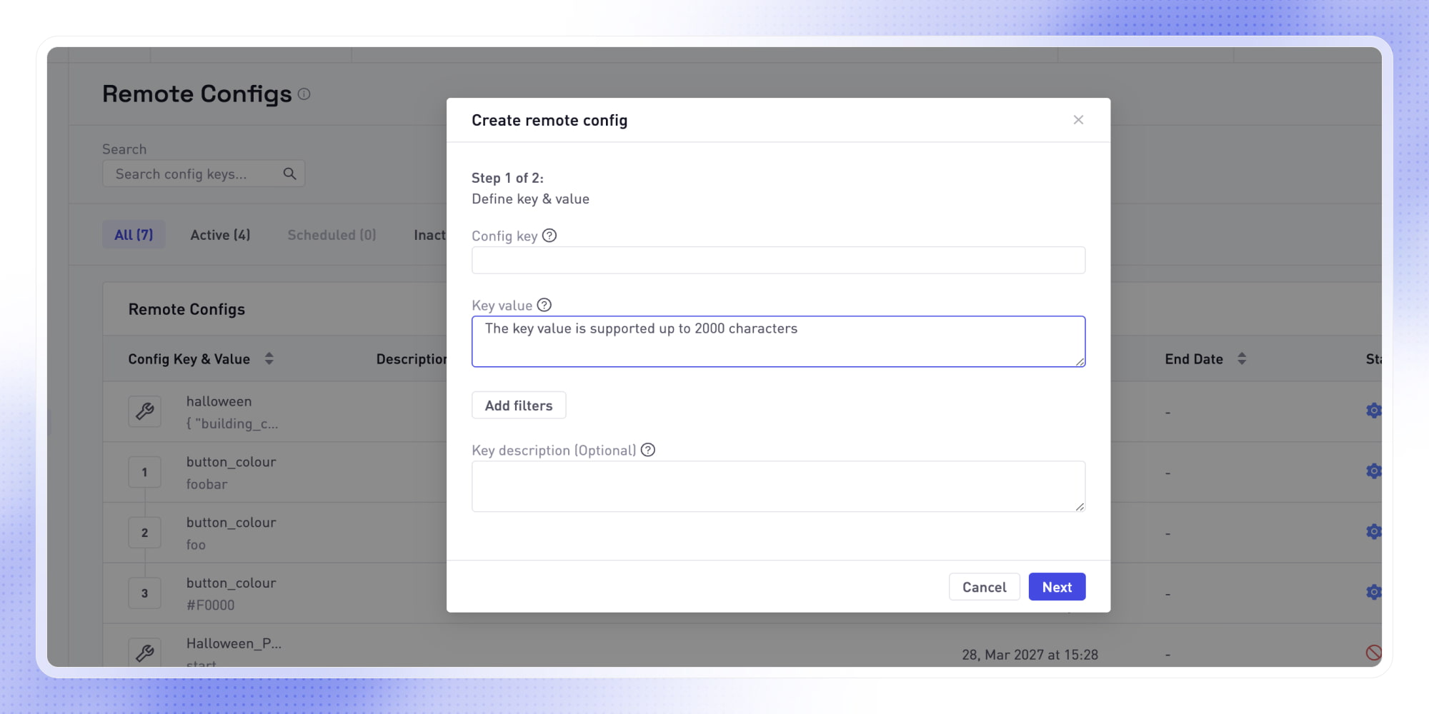 Remote configs character limit increase