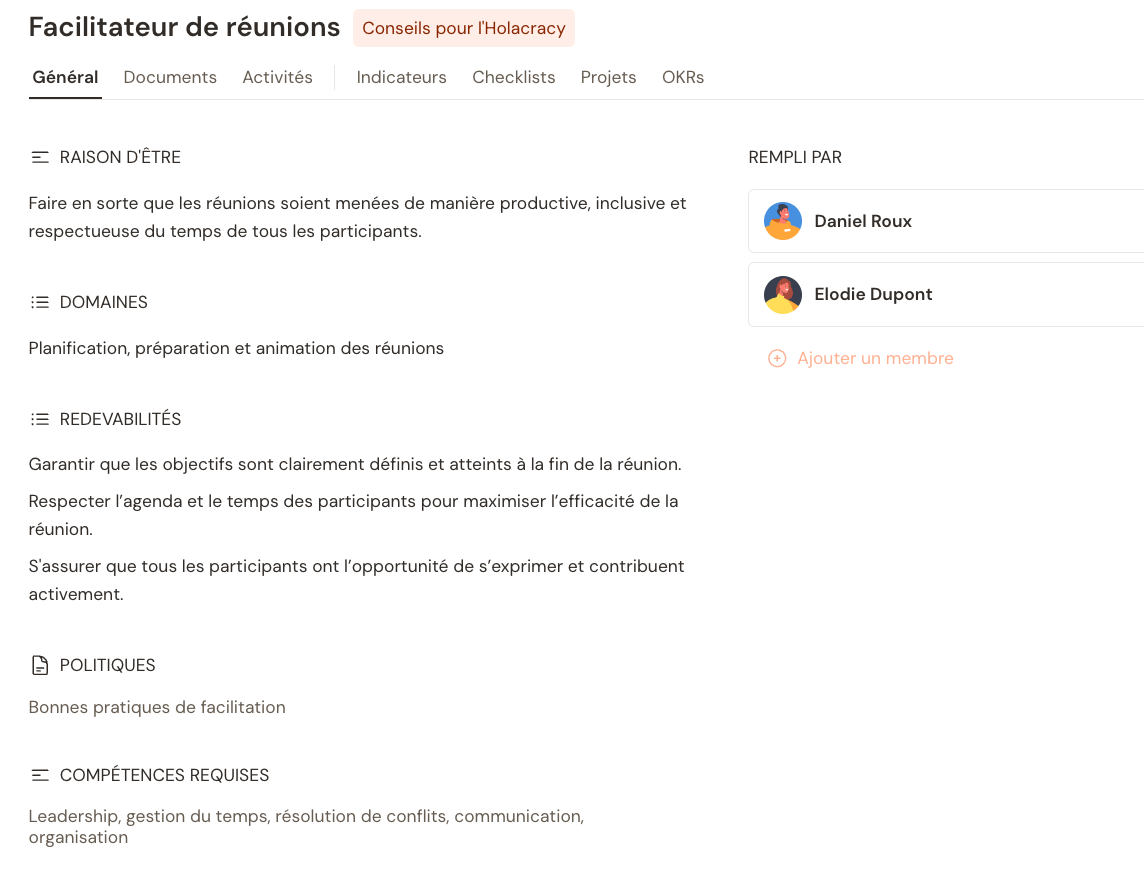 Description du rôle de facilitateur pendant les réunions de gouvernance sur Talkspirit