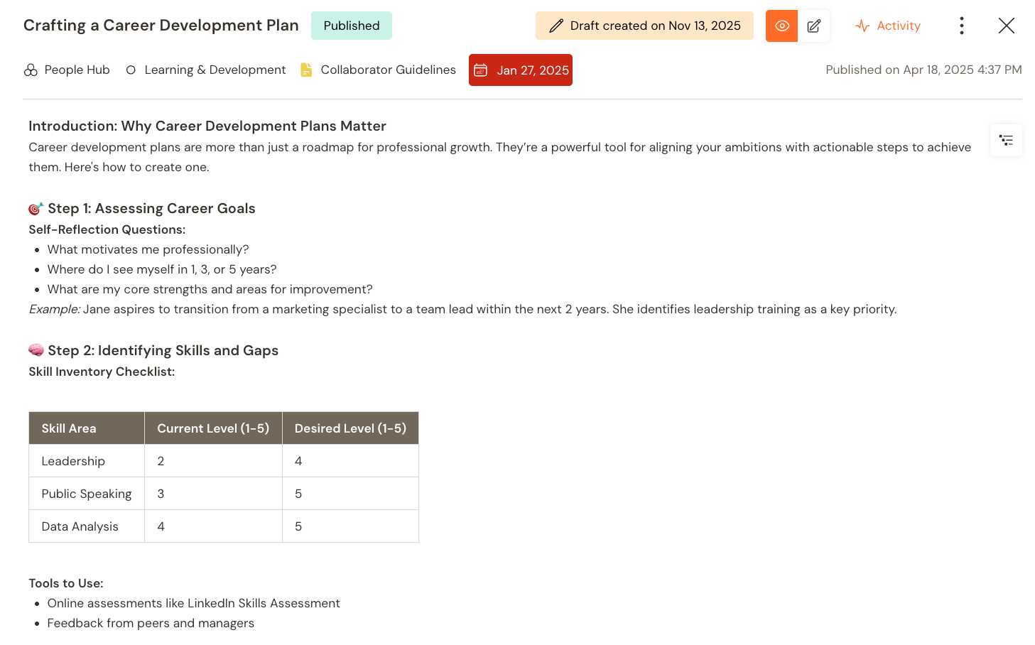 Documenting HR processes on Talkspirit