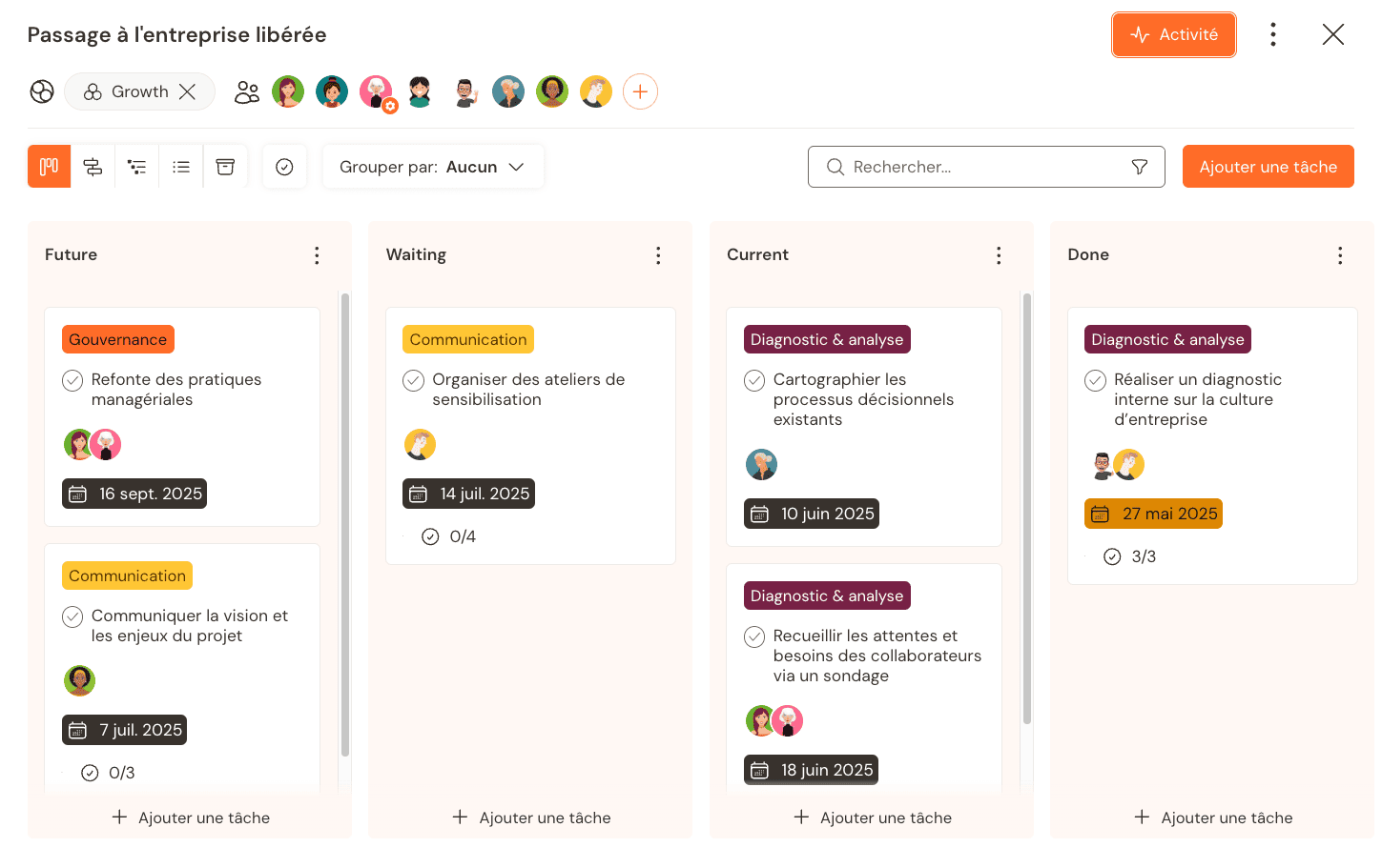 Suivi d’un projet de passage à l’entreprise libérée sur Talkspirit