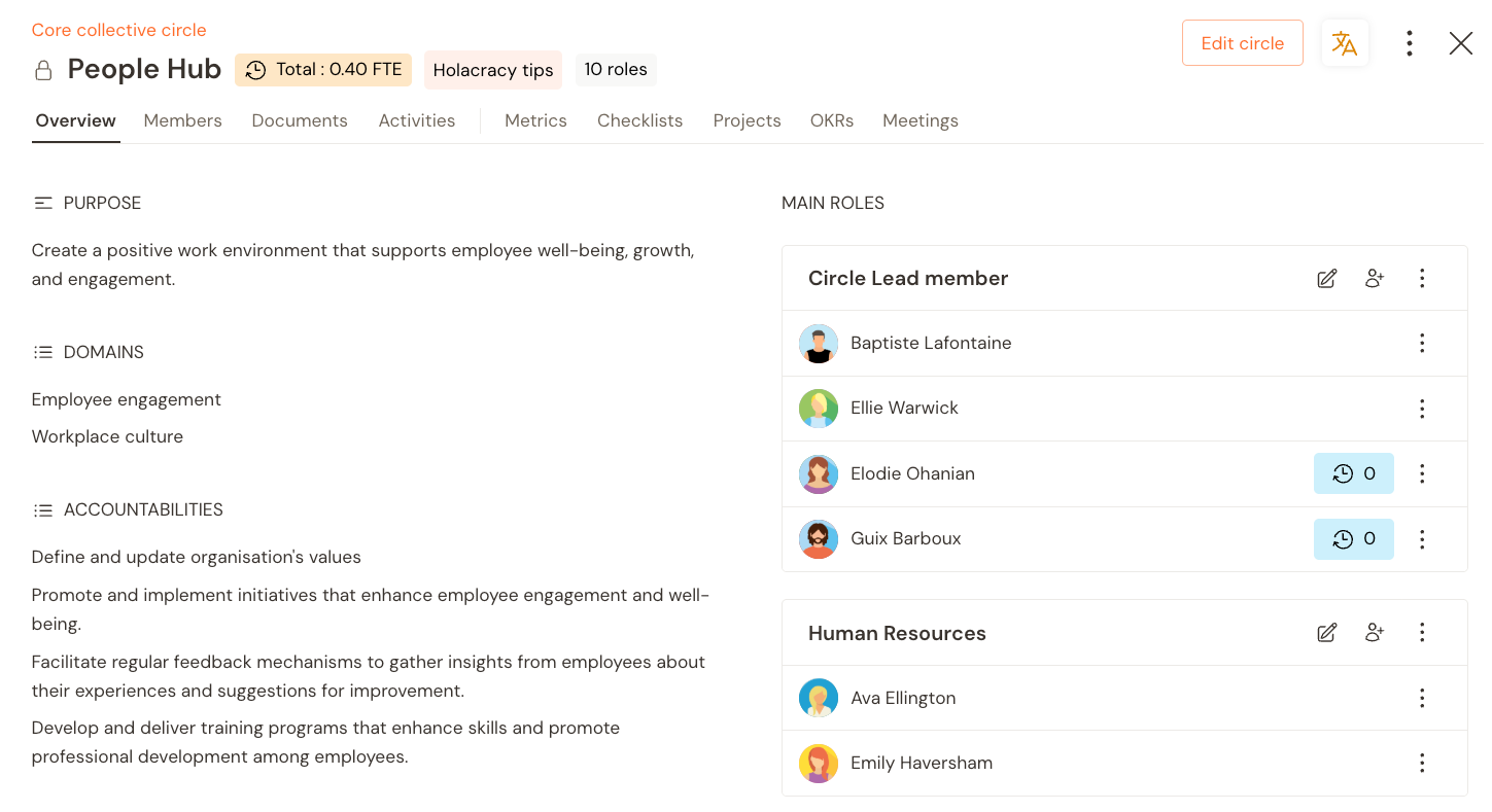 Defining a team’s purpose, domains and accountabilities using Talkspirit’s Governance module