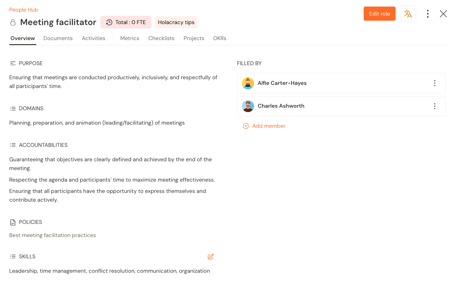 Clarifying accountabilities for the facilitator role on Talkspirit