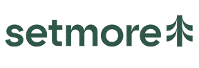 Setmore company logo with stylized lettering and two upward arrows.