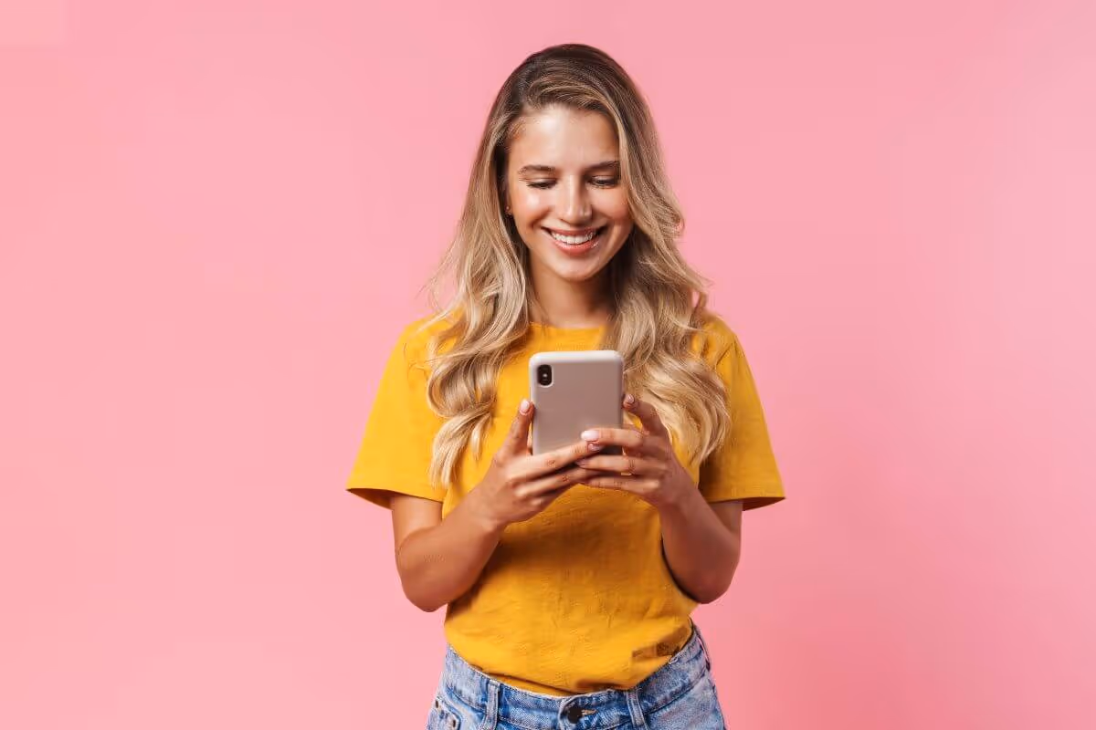 Woman posting on social media