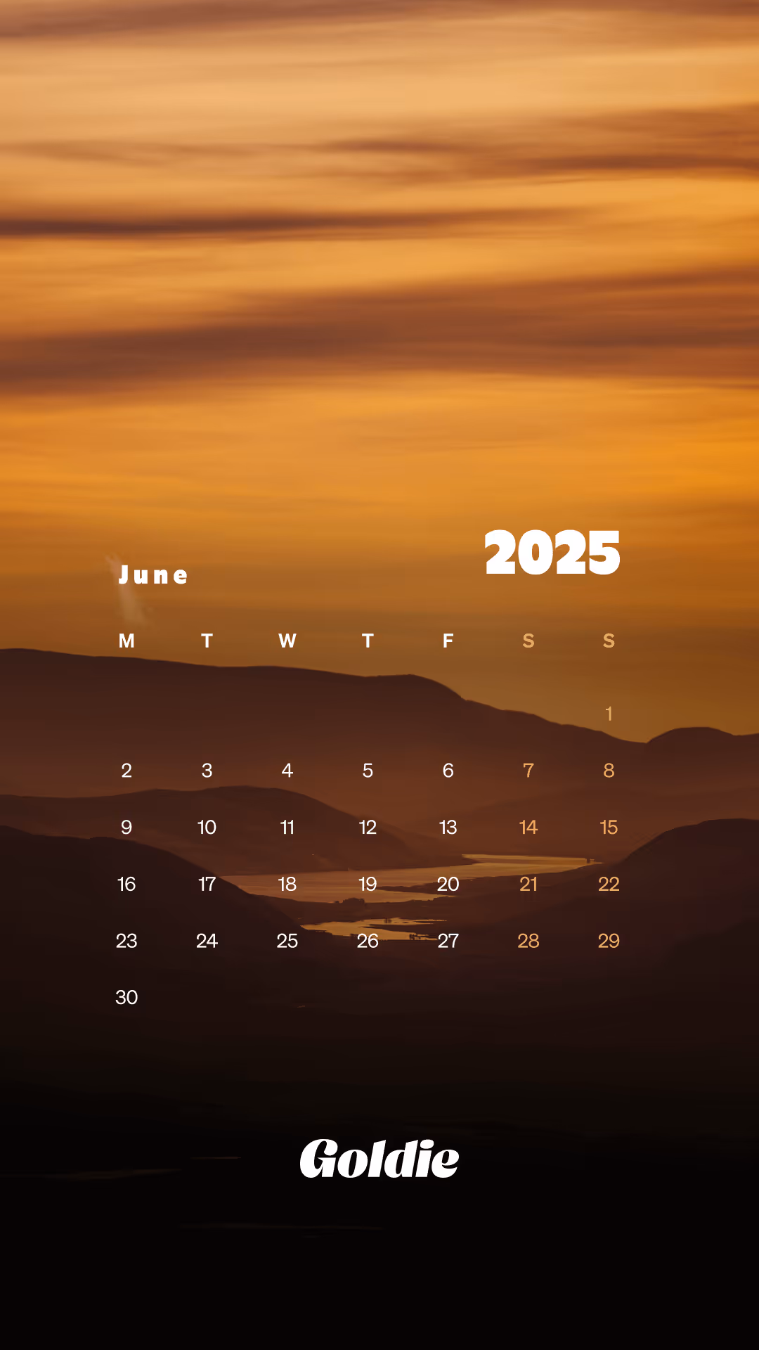 Midsummer sunset calendar wallpaper mobile