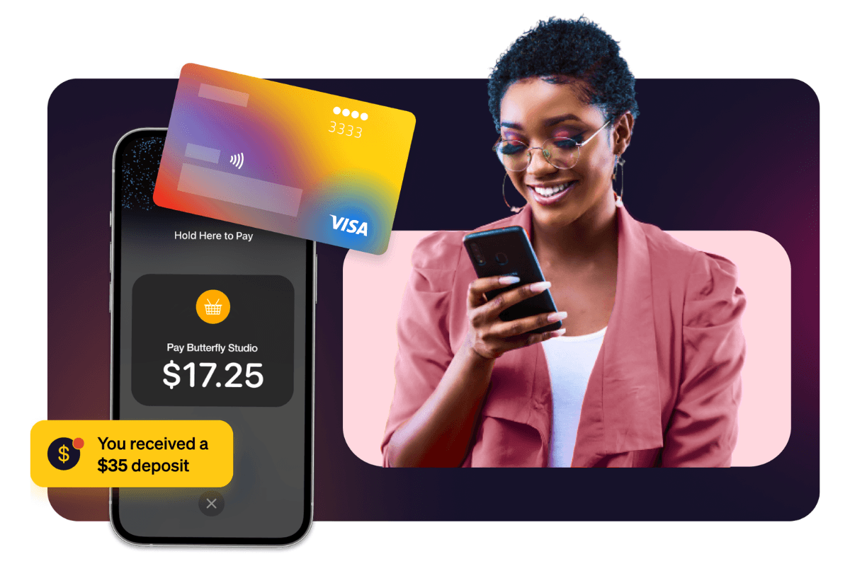Beauty professional using Goldie to accept an online payment and receive a deposit on her phone