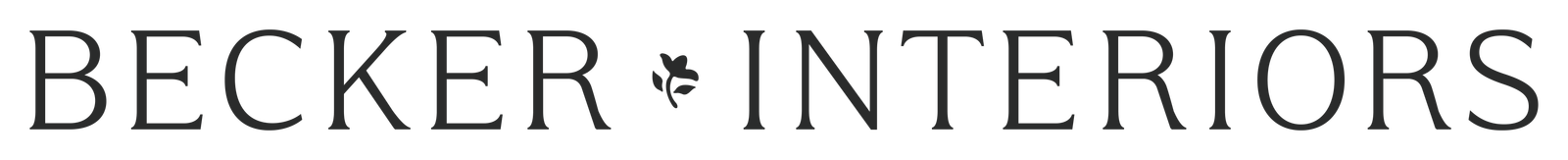 Black rectangular strip with white text displaying 'BECKER INTERIORS'.