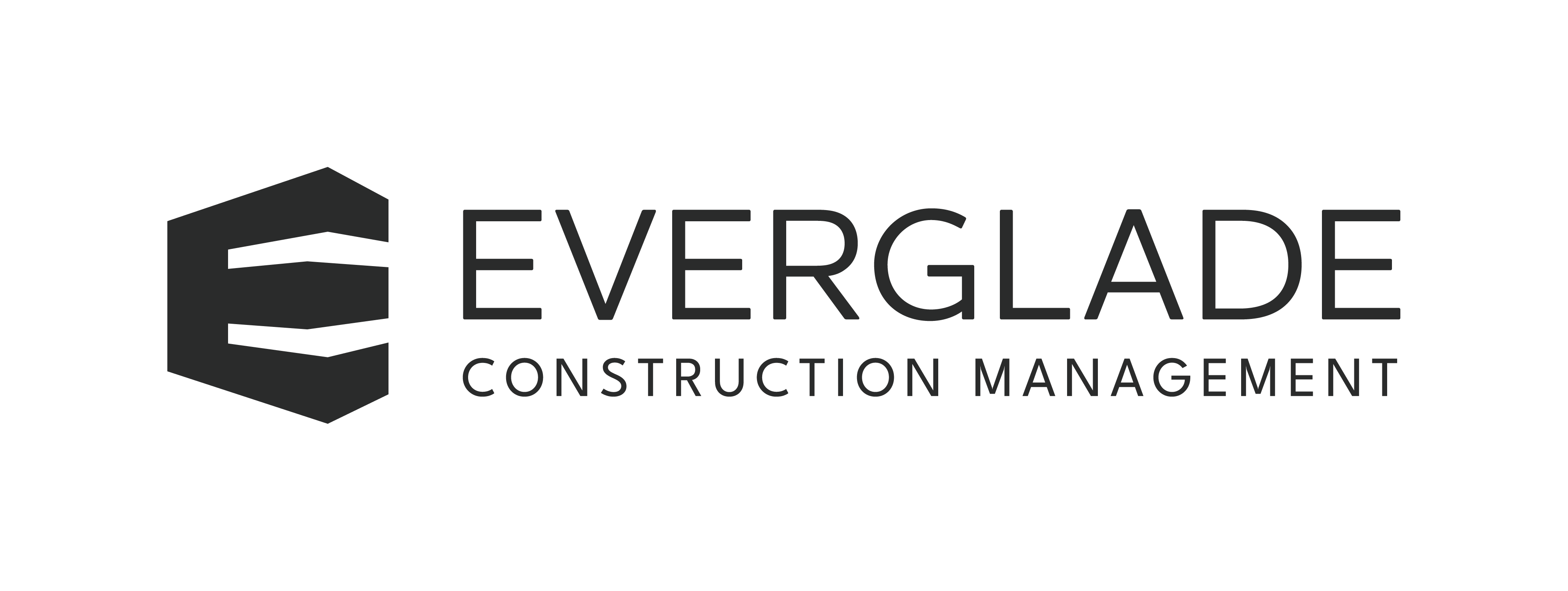 Everglade Construction Management logo with a stylized hexagonal E icon on the left and the company name in capital letters on the right.