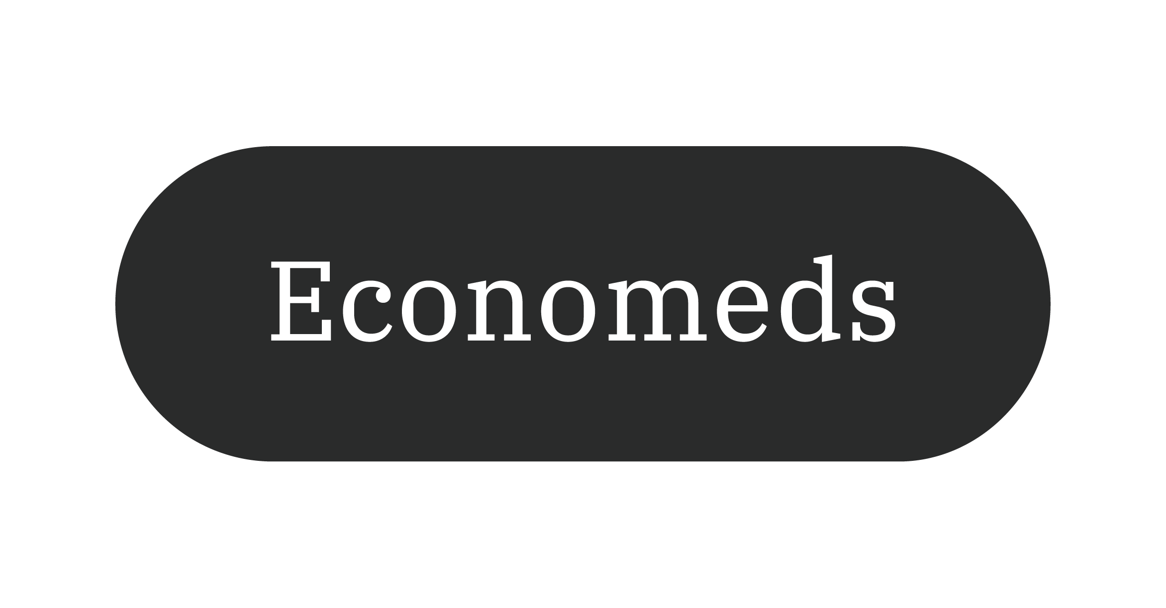 The word Economeds centered inside a horizontally elongated black oval shape on a black background.