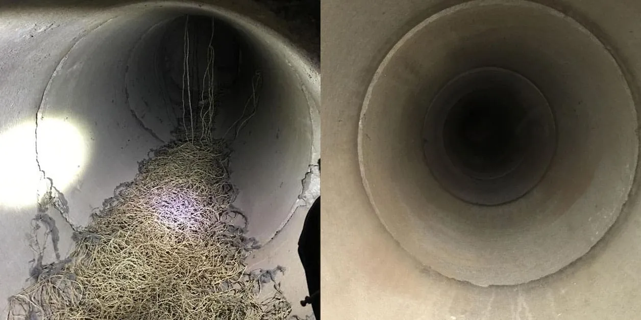 SP Heating & Cooling technician working on ductwork