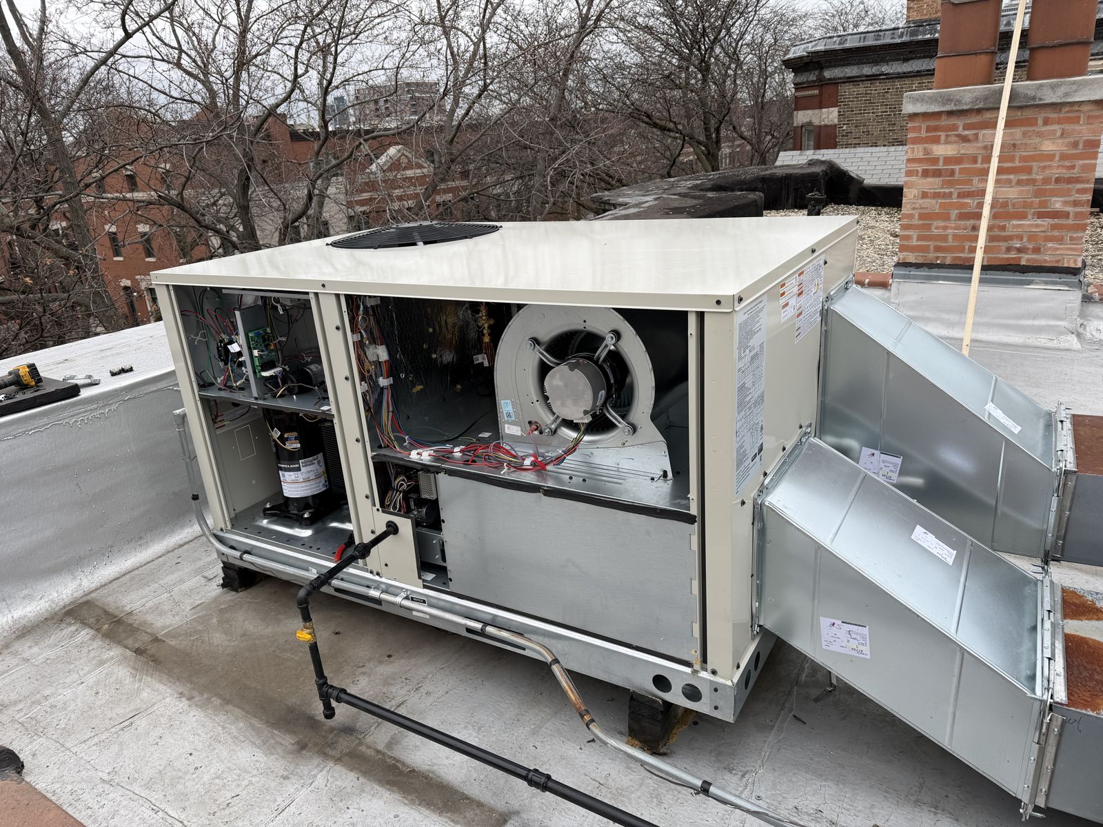 Rooftop Unit Crane Lift in Chicago, IL by SP Heating & Cooling