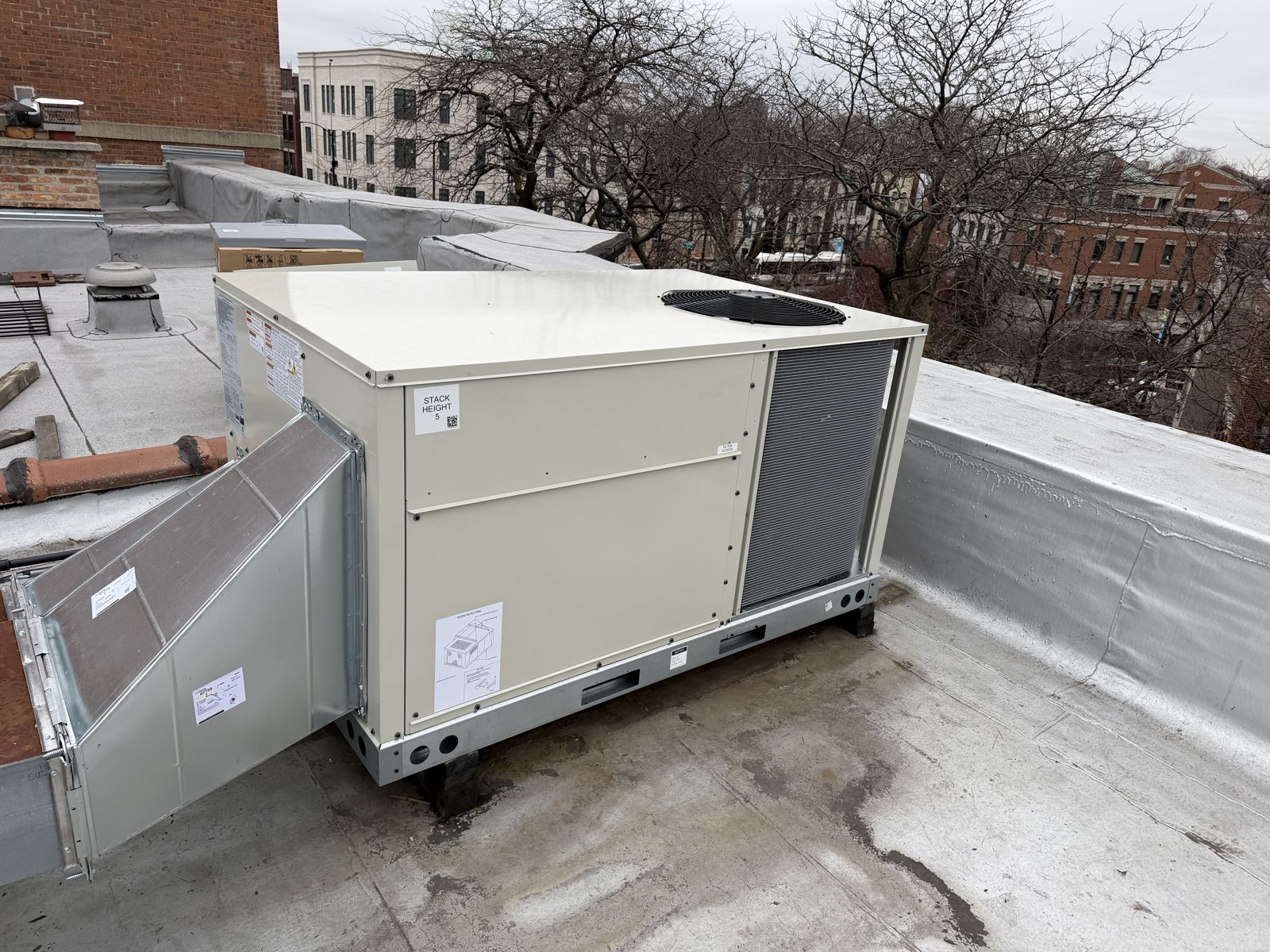 Rooftop Unit Crane Lift in Chicago, IL by SP Heating & Cooling