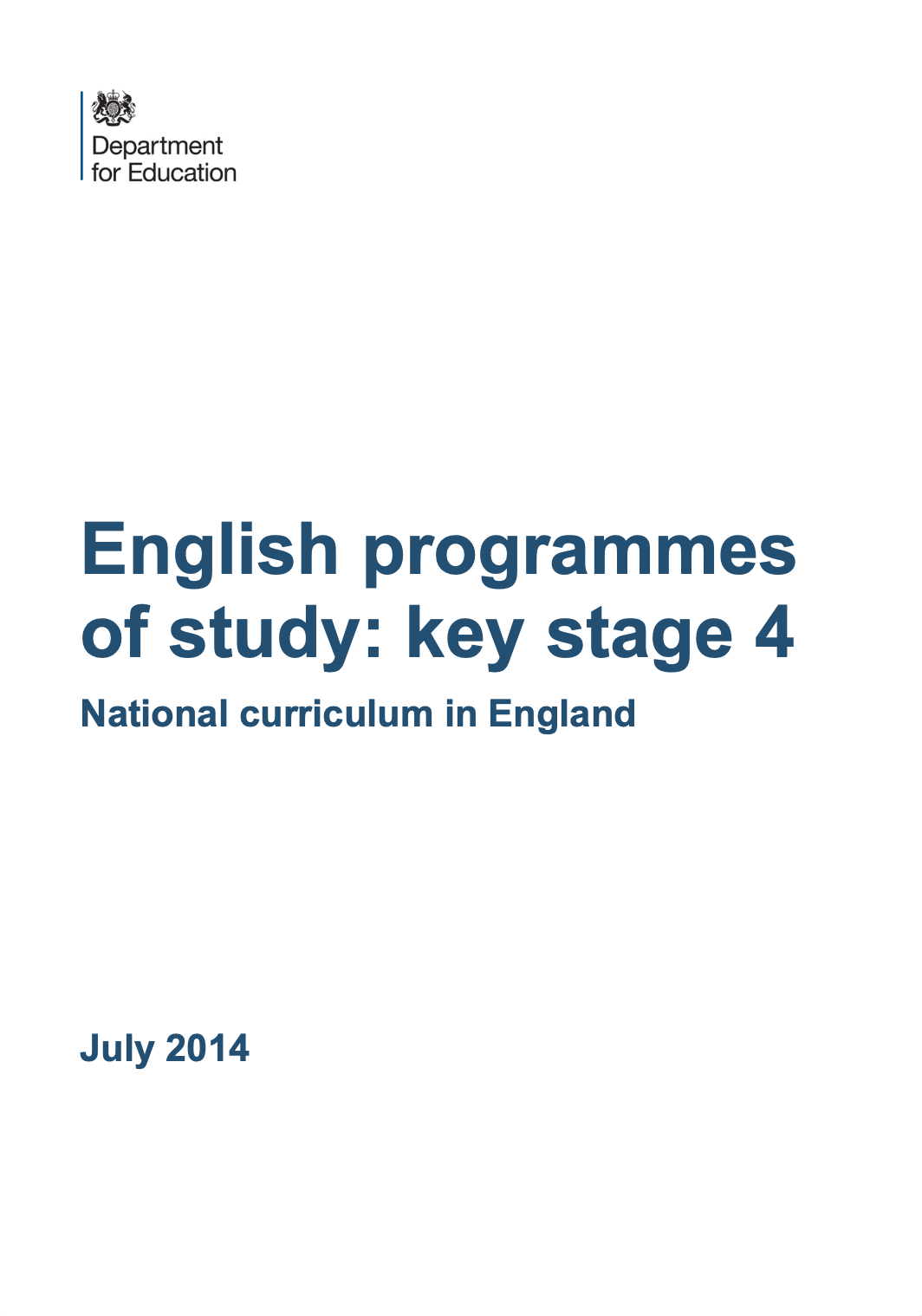 English Programmes Of Study - Key Stages 4