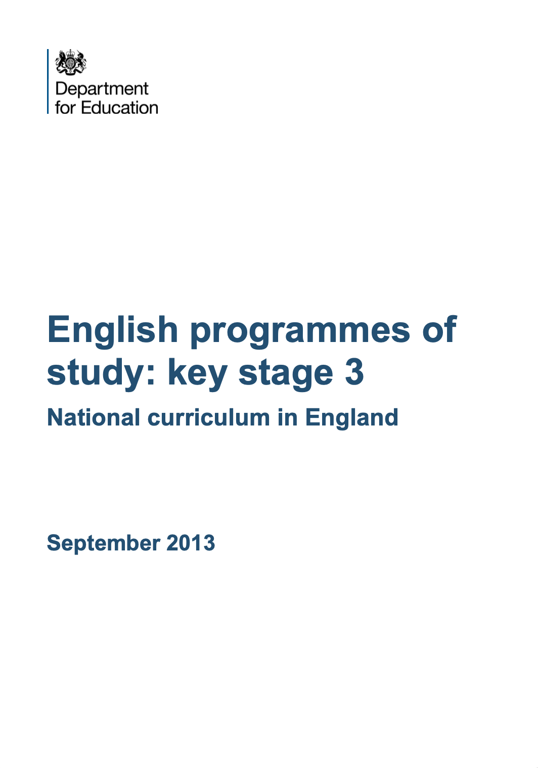 English Programmes Of Study Key Stage 3