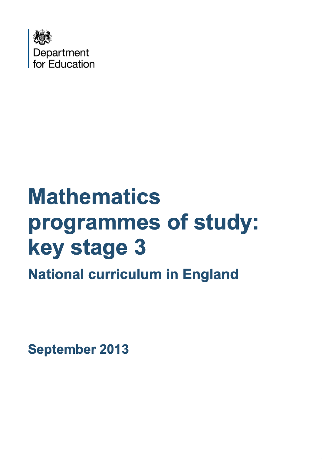 Mathematics Programmes Of Study Key Stage 3