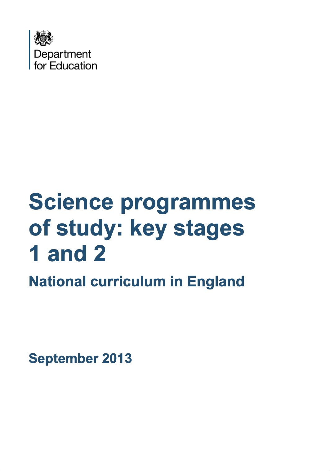 Science Programmes Of Study Key Stages 1 & 2