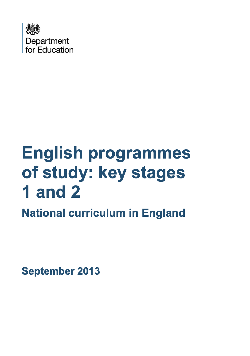 English Programmes Of Study Key Stages 1 & 2