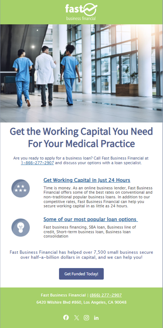 Fast Business Financial targeted email