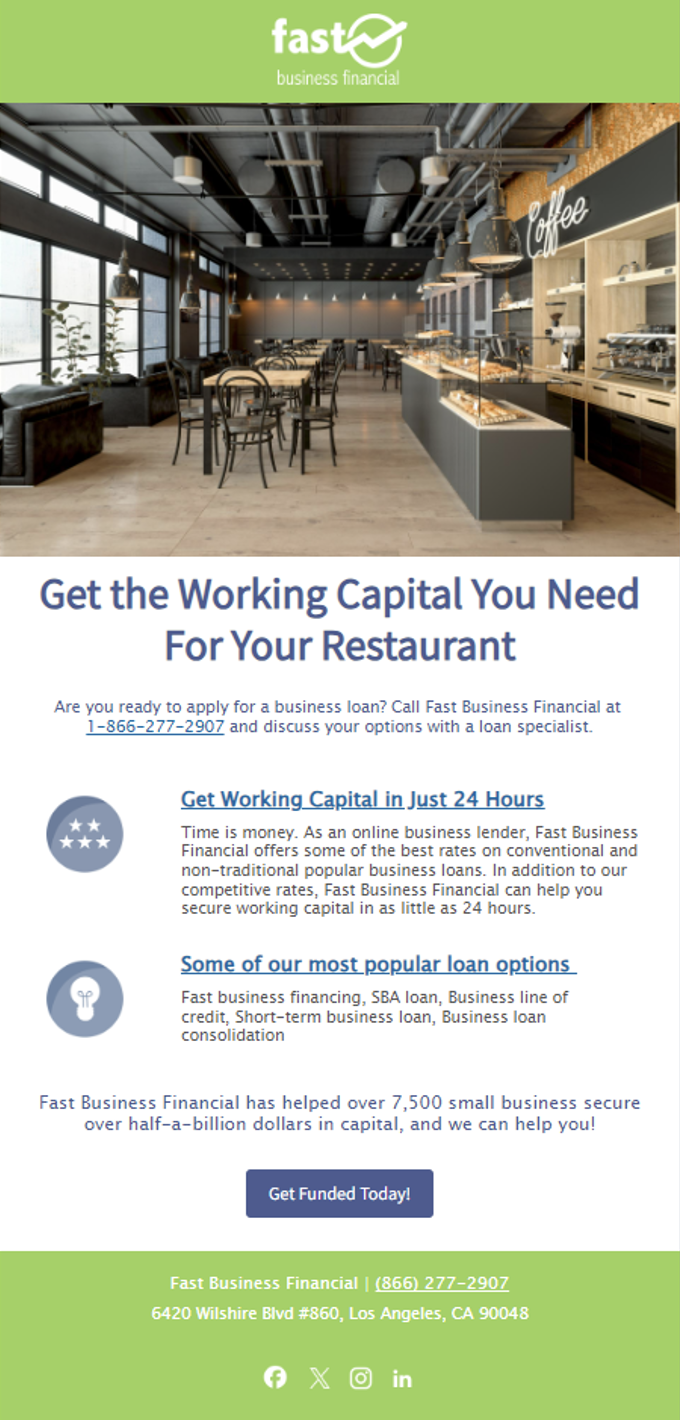 Fast Business Financial targeted email
