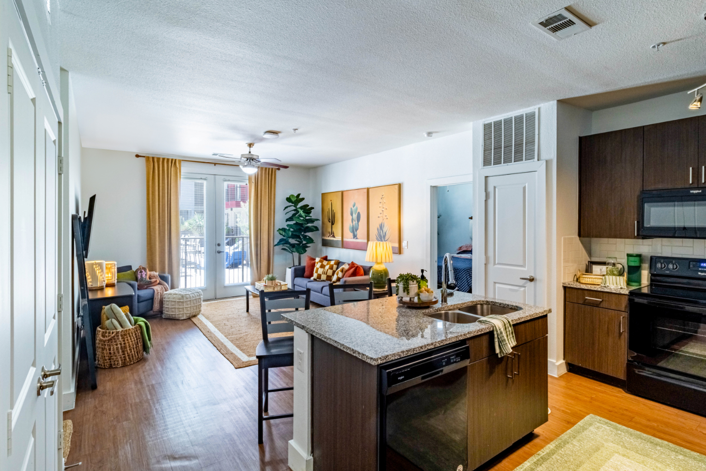 Kitchen and island