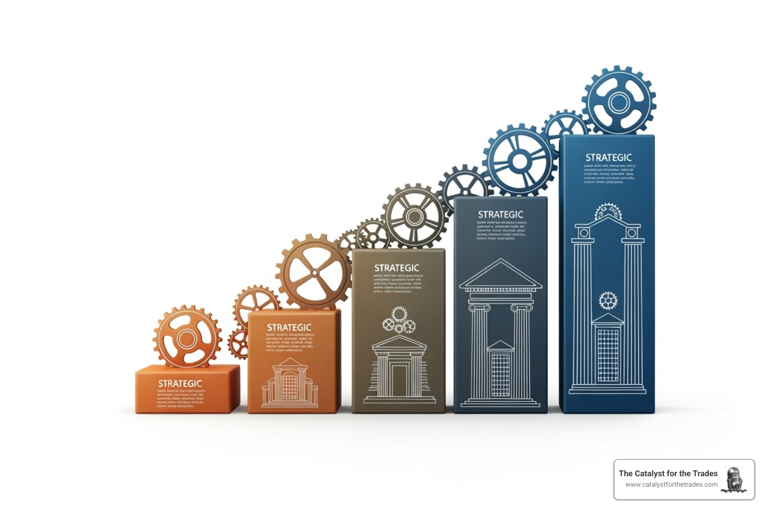 flowchart illustrating the 5 steps of an AI strategy: 1. Build Digital Foundation, 2. Identify High-Impact Use Cases, 3. Run Small-Scale Trials, 4. Scale and Implement, 5. Measure, Iterate, and Evolve - contractor ai strategy flowchart illustrating the 5 steps of an AI strategy: 1. Build Digital Foundation, 2. Identify High-Impact Use Cases, 3. Run Small-Scale Trials, 4. Scale and Implement, 5. Measure, Iterate, and Evolve - contractor ai strategy