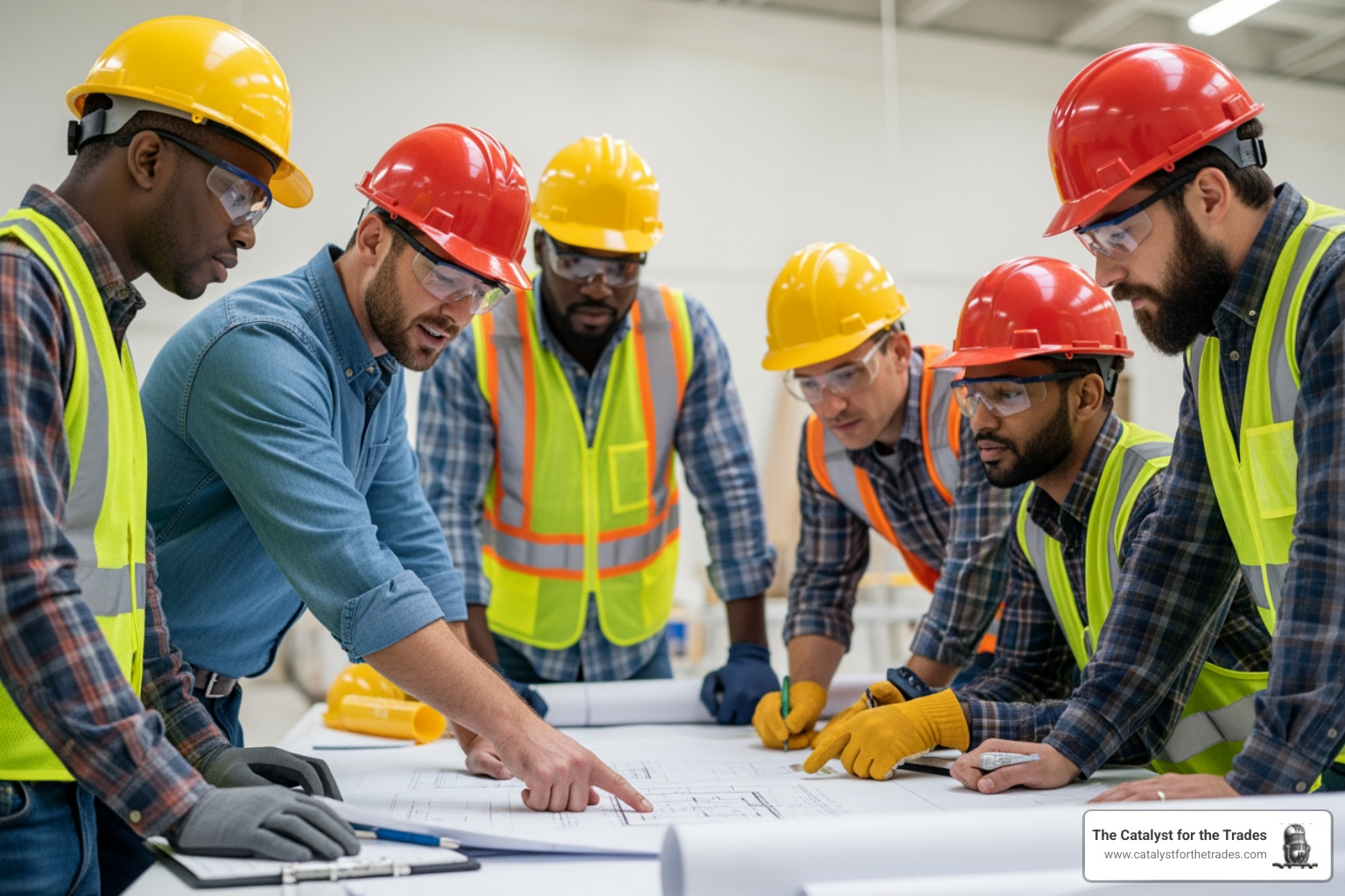diverse group of tradespeople collaborating effectively on a project - trades leadership development diverse group of tradespeople collaborating effectively on a project - trades leadership development