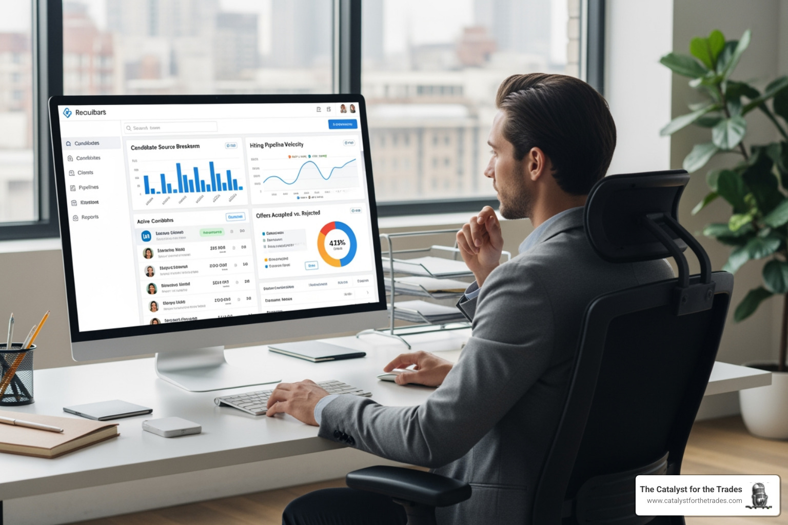 recruiter analyzing CRM dashboard - talent pipeline development recruiter analyzing CRM dashboard - talent pipeline development